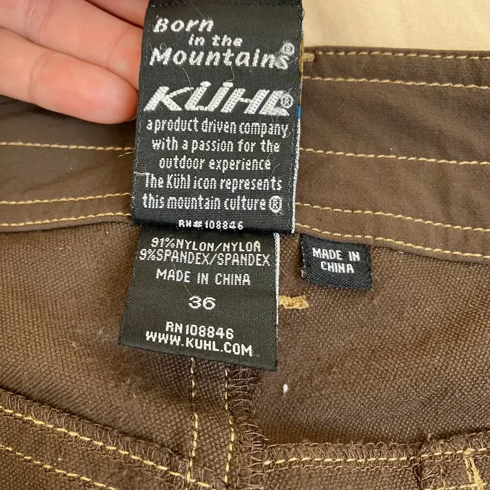Kuhl Mens 36 x 12” Inseam Renegade Shorts Brown Cargo Nylon Outdoors READ